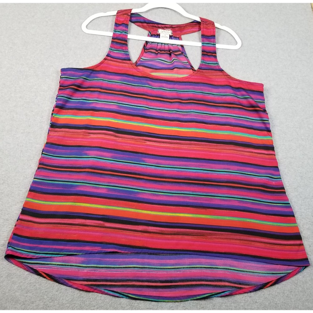 eyeshadow Tank Top Women's Extra Large XL Multicolor Striped Sleeveless Thin